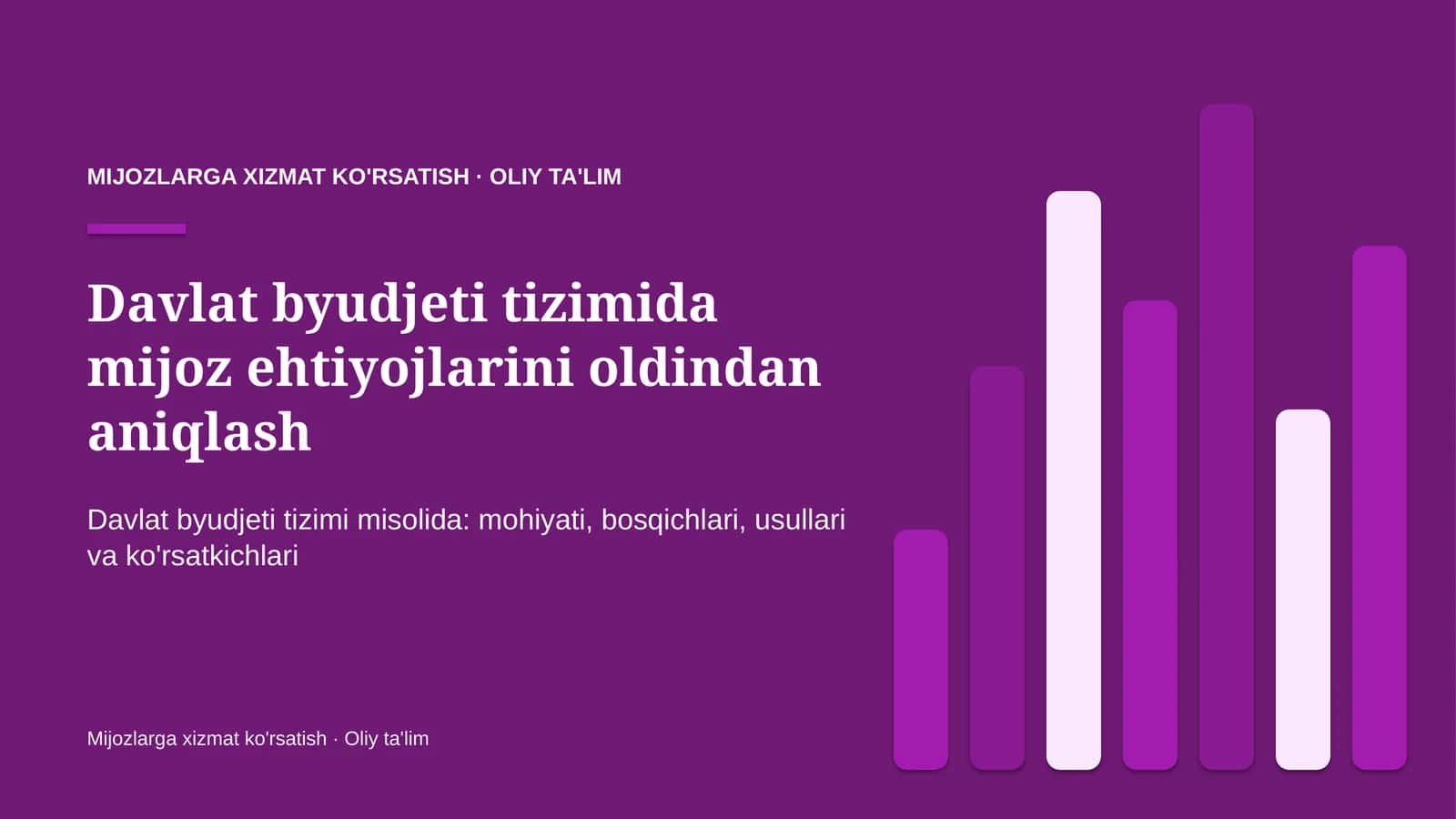 Davlat byudjeti tizimida mijoz ehtiyojlarini oldindan aniqlash