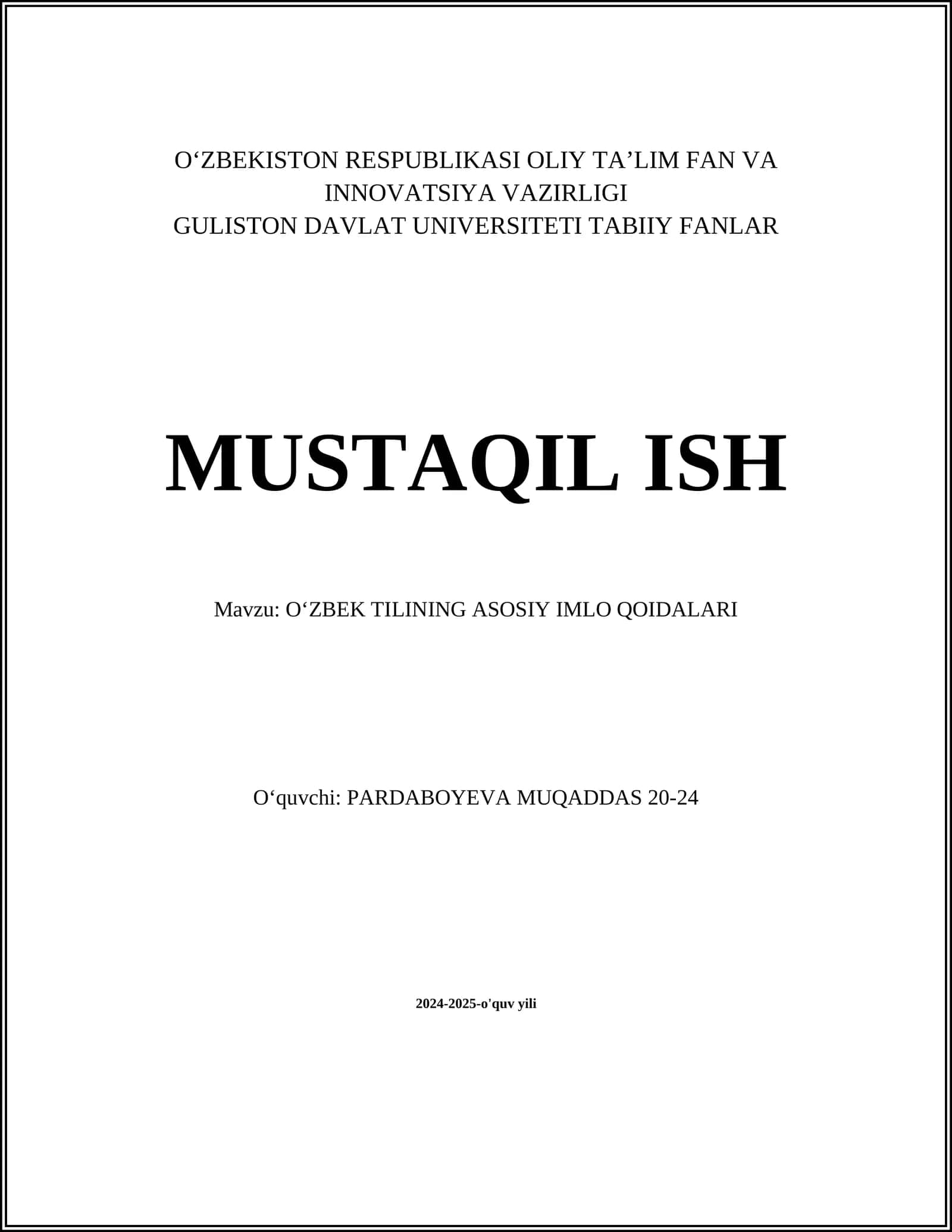 OʻZBEK TILINING ASOSIY IMLO QOIDALARI