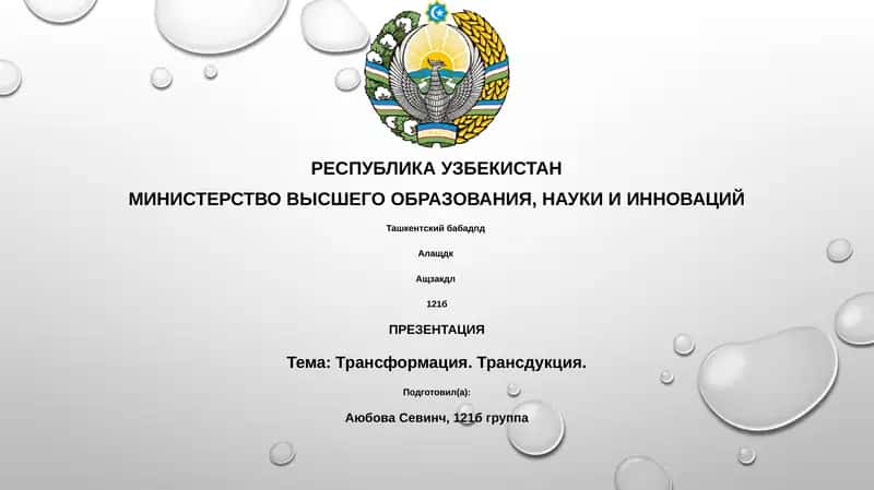 Трансформация. Трансдукция.