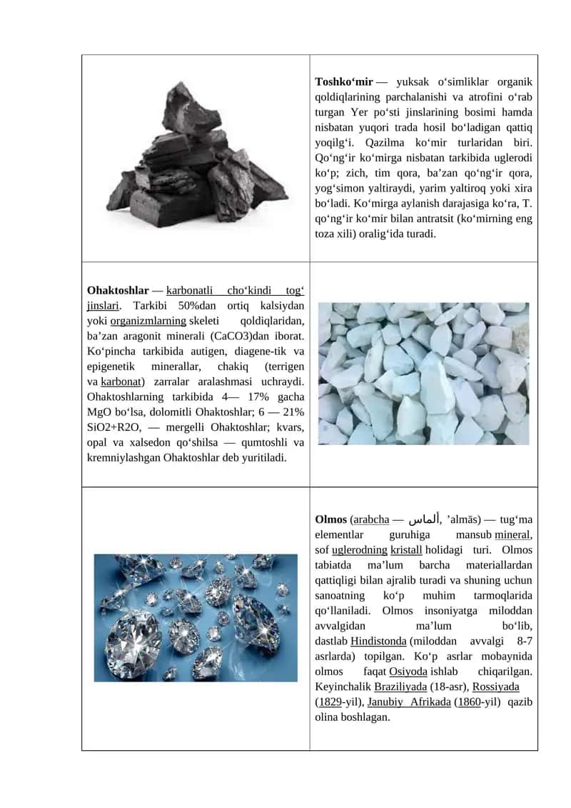 mineral jinslar
