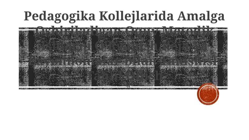 Pedagogika Kollejlarida Amalga Oshiriladigan Oquv Metodik Ishlarni OʻRganish