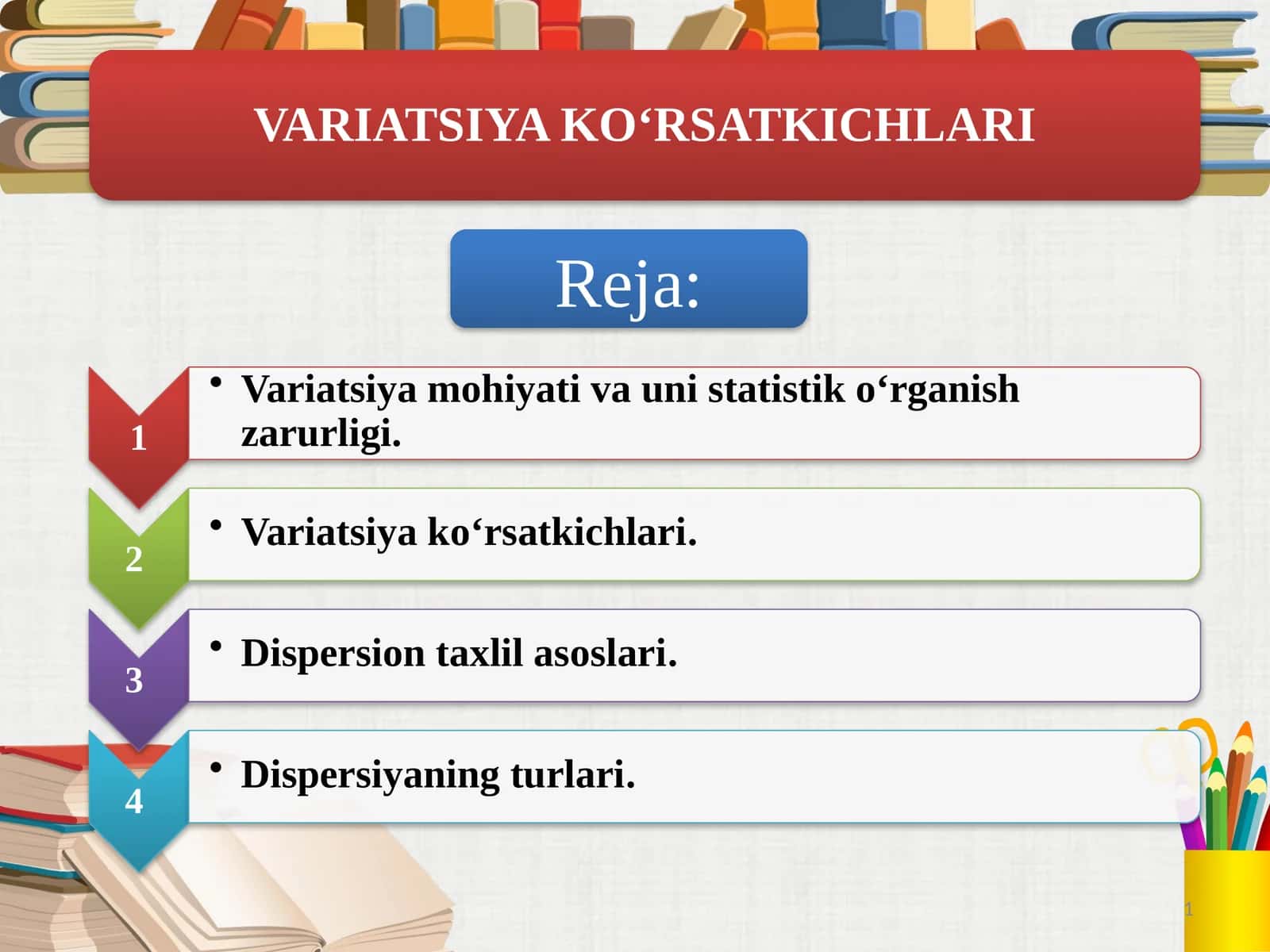 VARIATSIYA KO‘RSATKICHLARI