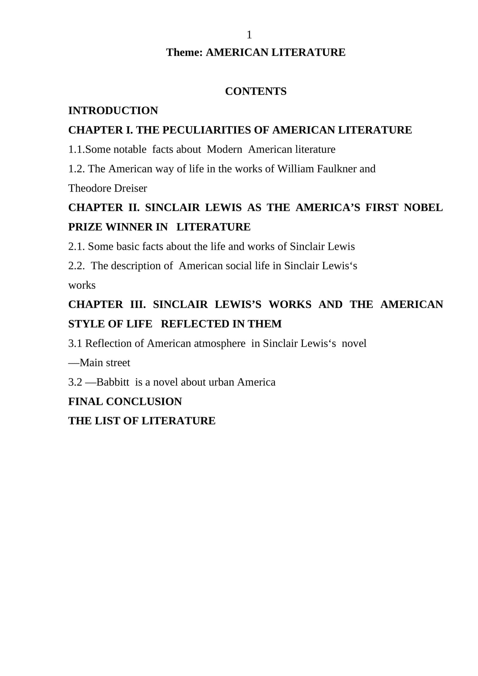 AMERICAN LITERATURE