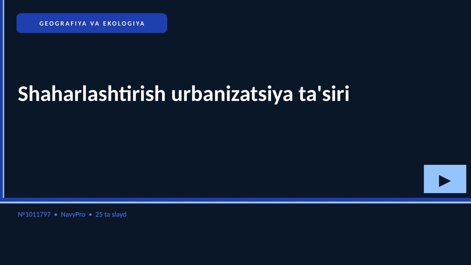 GEOGRAFIYA VA EKOLOGIYA Shaharlashtirish urbanizatsiya ta'siri