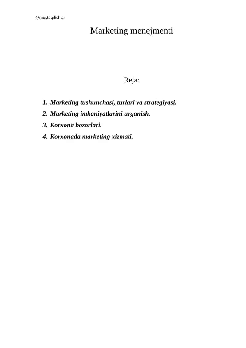 Marketing Menejmenti