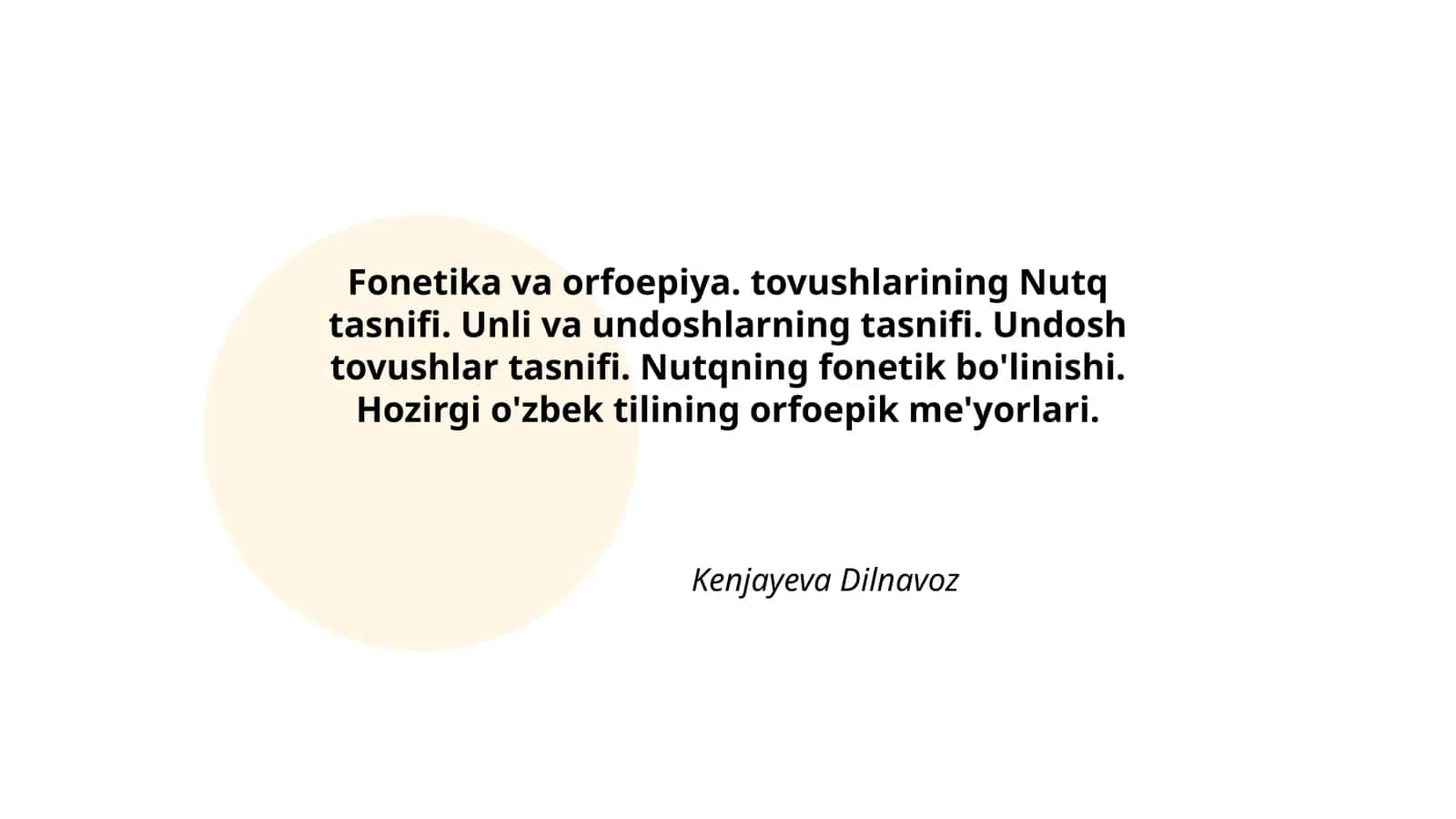 Fonetika va orfoepiya. tovushlarining Nutq tasnifi