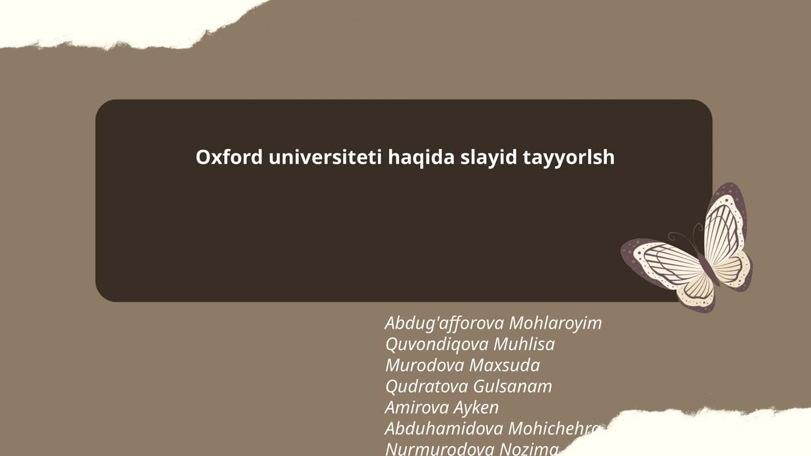 Oxford universiteti haqida slayid tayyorlsh