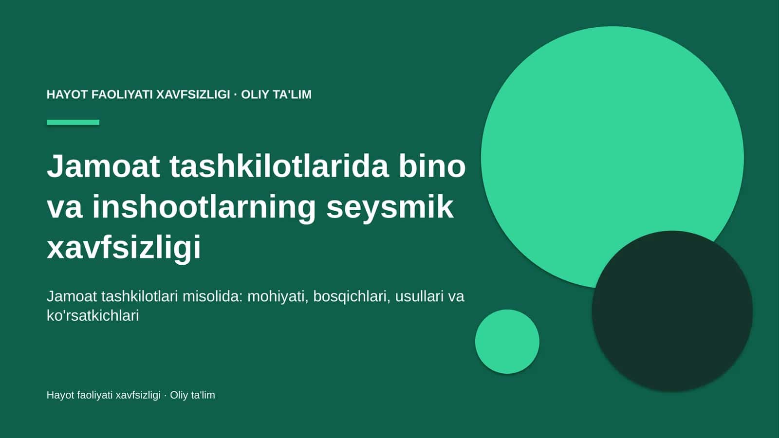 Jamoat tashkilotlarida bino va inshootlarning seysmik xavfsizligi