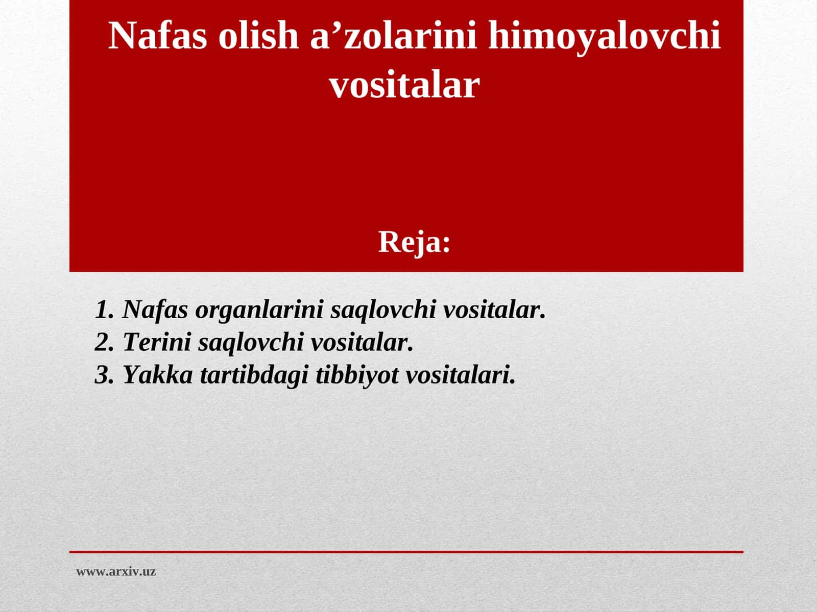Nafas olish a’zolarini himoyalovchi vositalar
