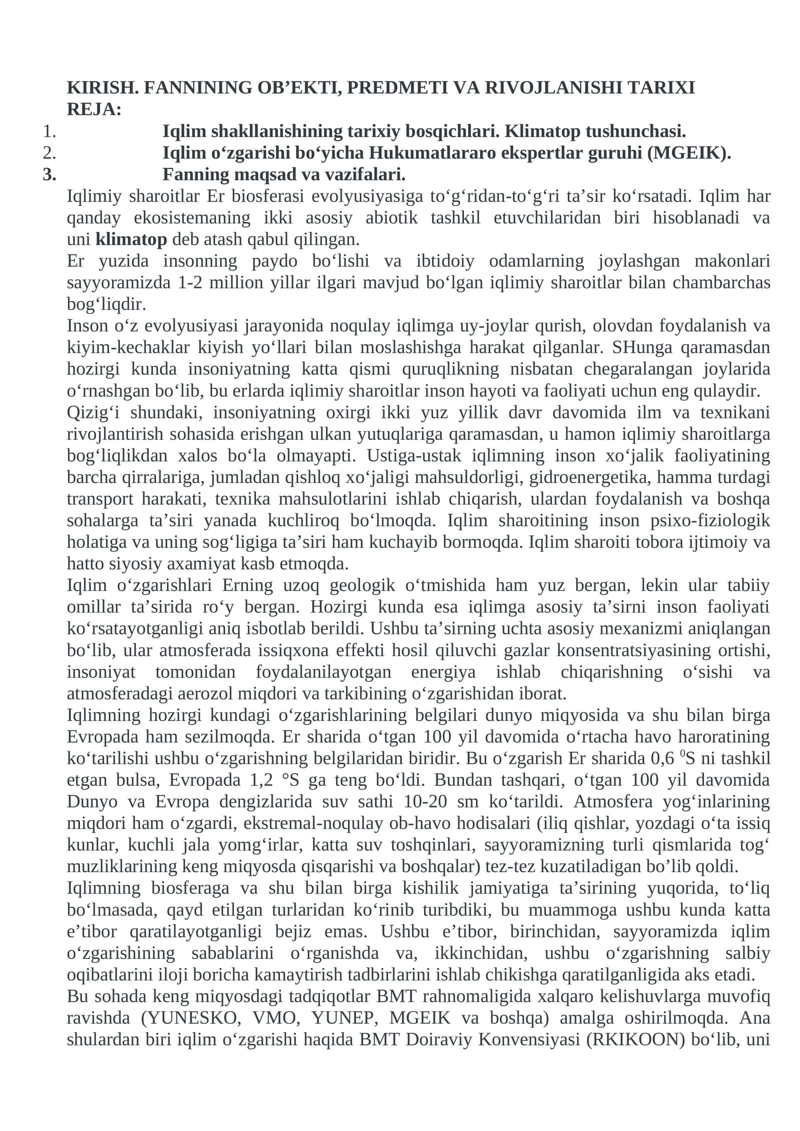 FANNININGOB’EKTI, PREDMETI VA RIVOJLANISHI TARIXI