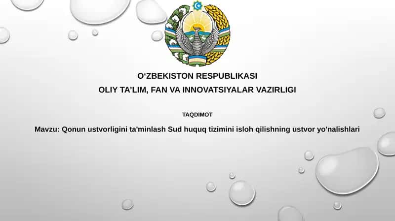 Qonun ustuvorligi va sud-huquq islohotlari