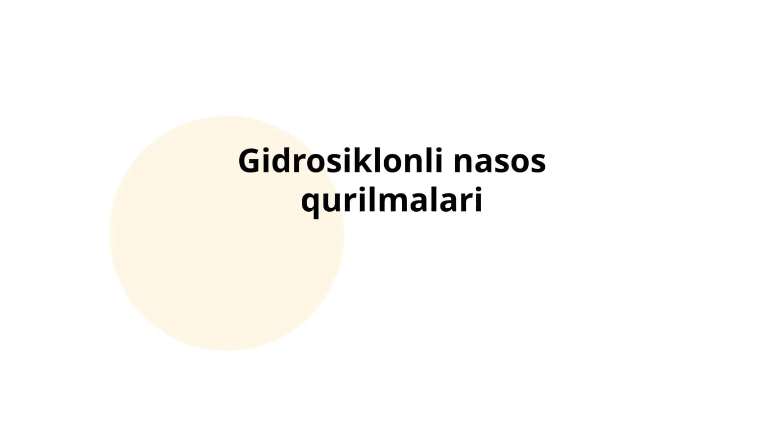 Gidrosiklonli nasos qurilmalari