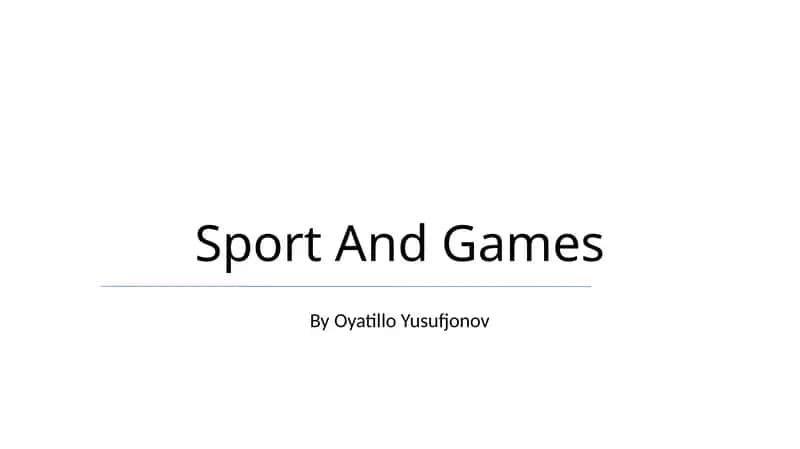 Sport And Games