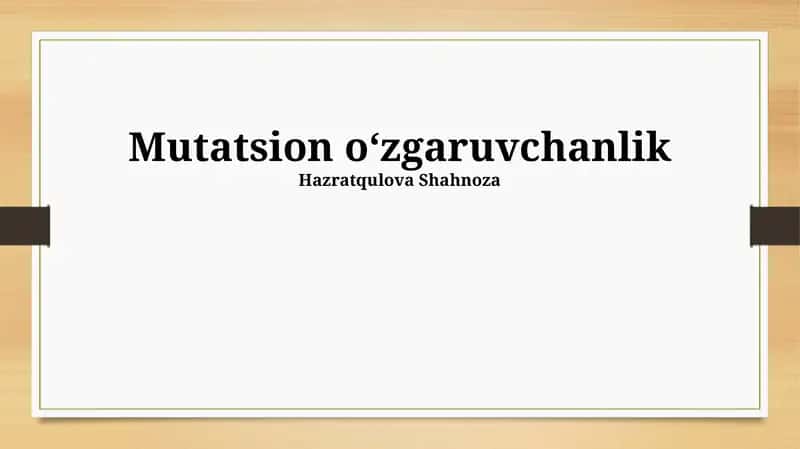 Mutatsion o‘zgaruvchanlik
