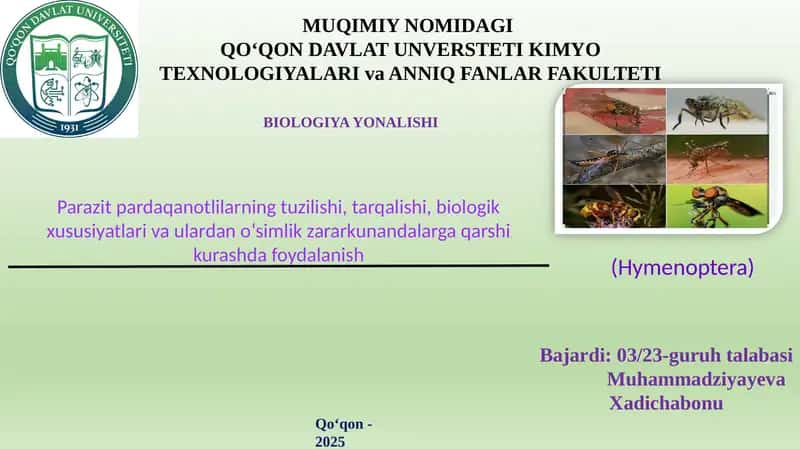 BIOLOGIYAYONALISHI (Hymenoptera)