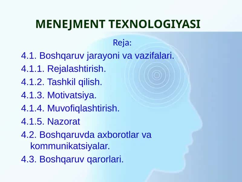 MENEJMENT TEXNOLOGIYASI