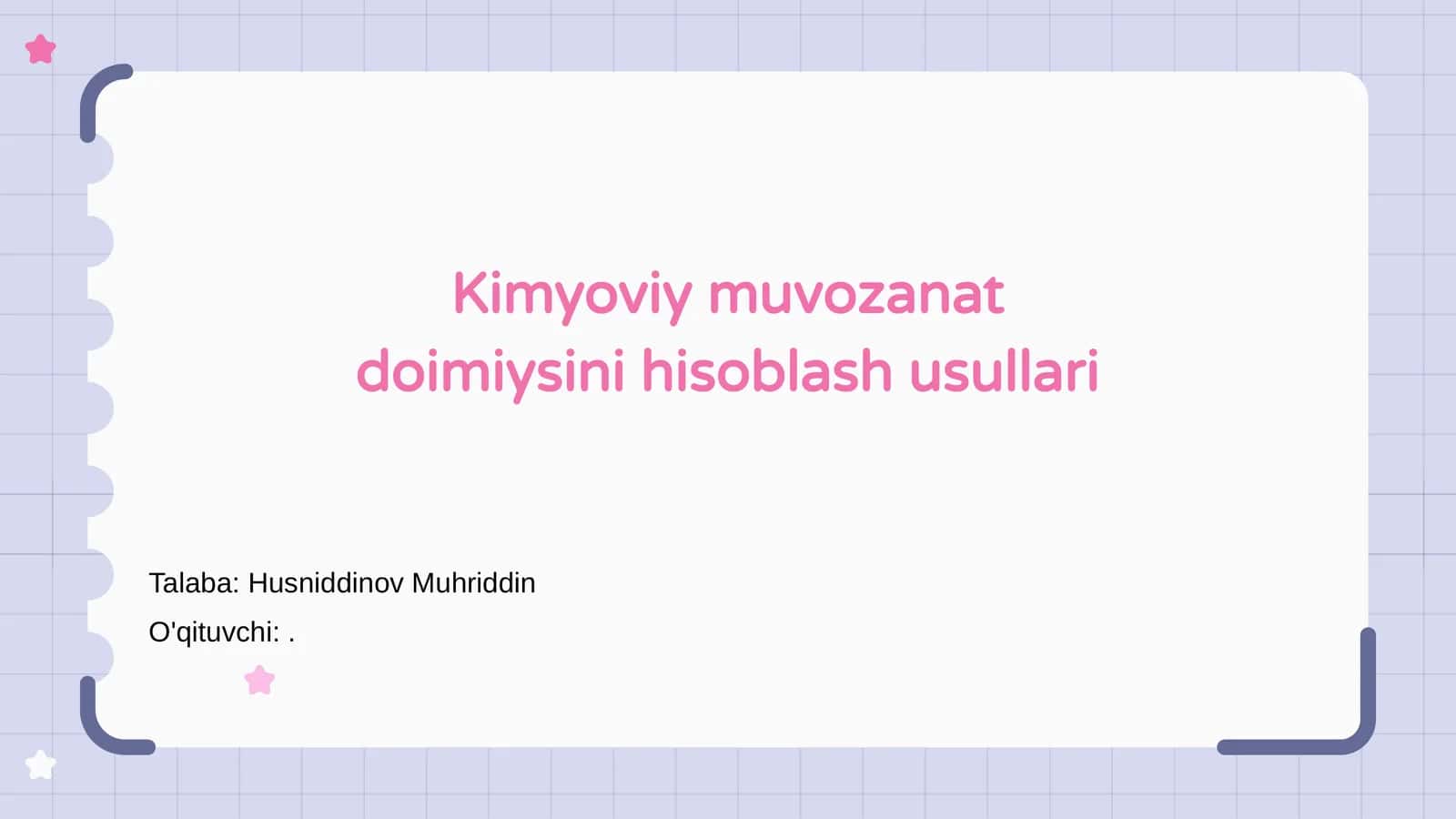 Kimyoviy muvozanat doimiysini hisoblash usullari