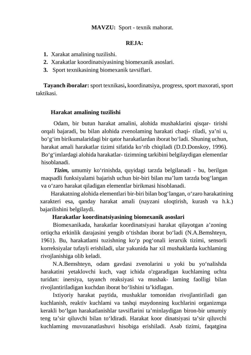 Sport - texnik mahorat