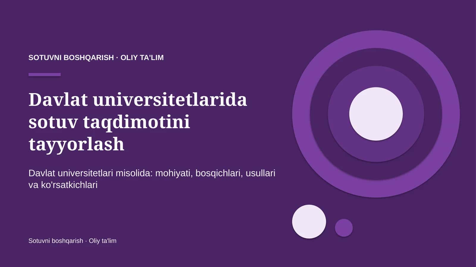 Davlat universitetlarida sotuv taqdimotini tayyorlash