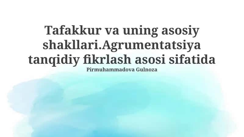 Tafakkur va uning asosiy shakllari