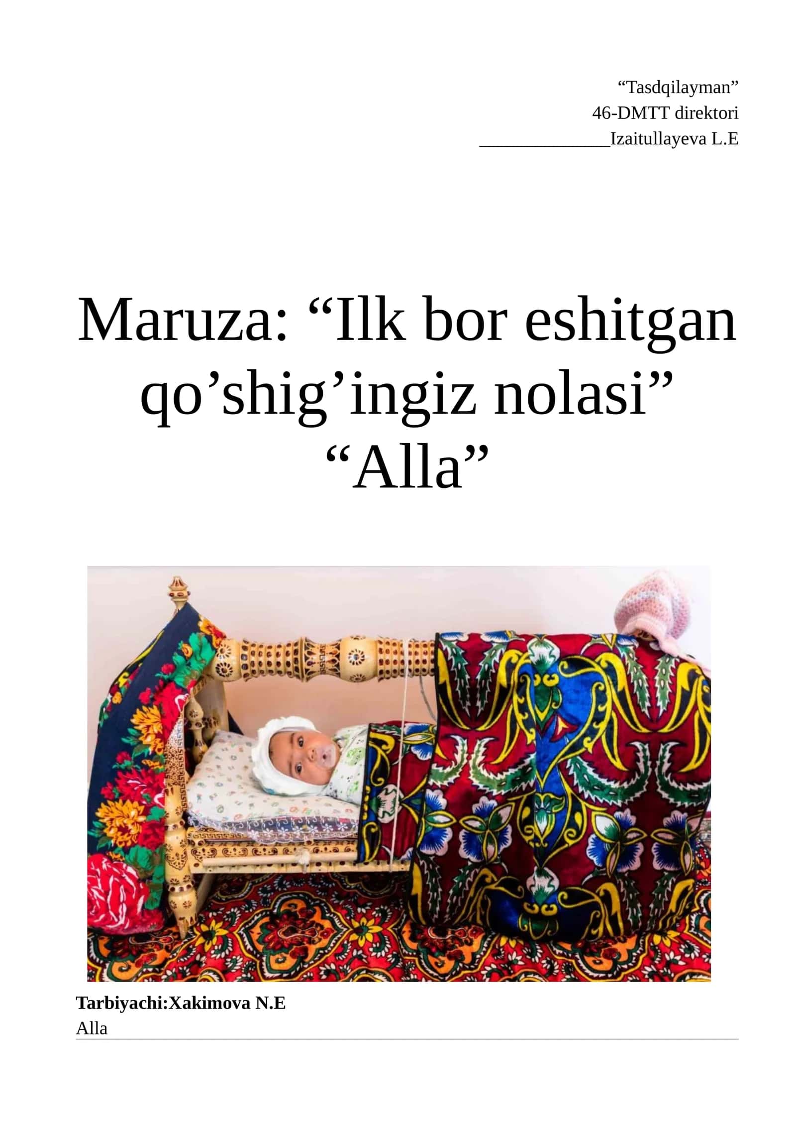Mavzu: "Alla"
