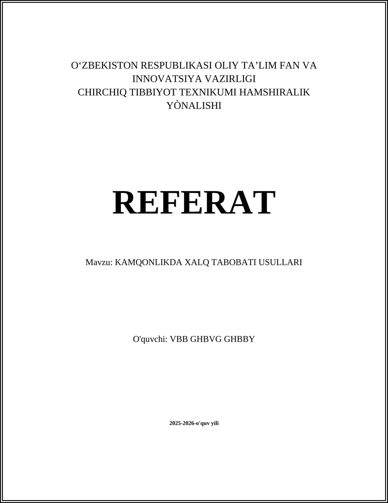 KAMQONLIKDA XALQ TABOBATI USULLARI