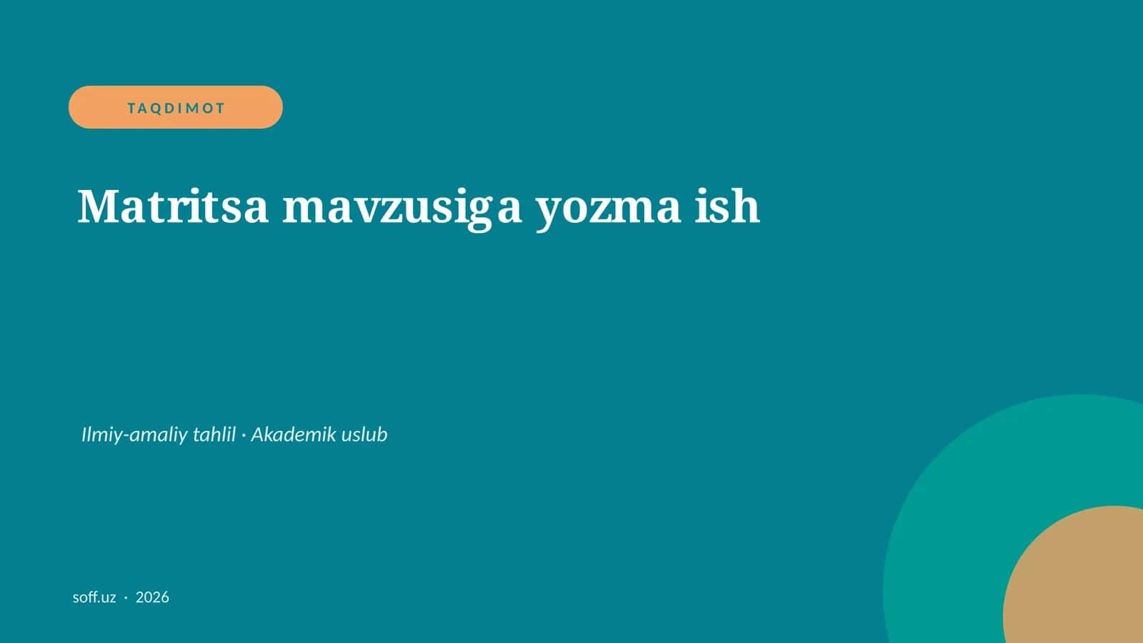 Matritsa mavzusiga yozma ish