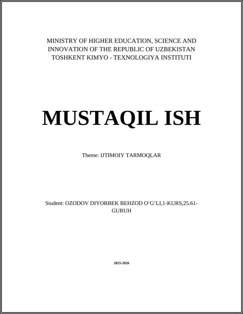 IJTIMOIY TARMOQLAR