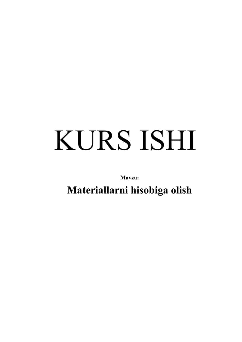 materiallarni hisobga olish