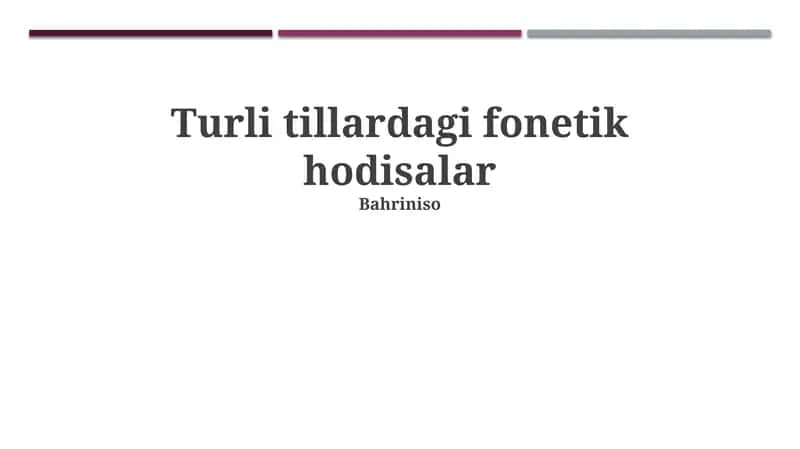 Unli va Undosh Tovushlarning O'zgarishi
