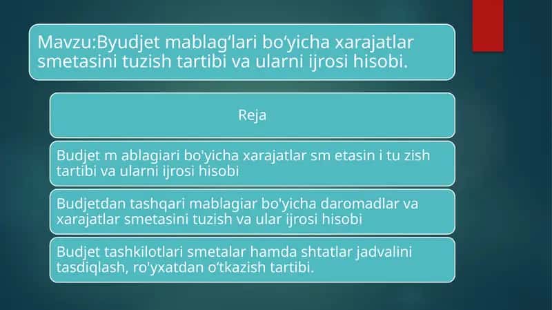 Budjet mablagi aro'ib o'chirish