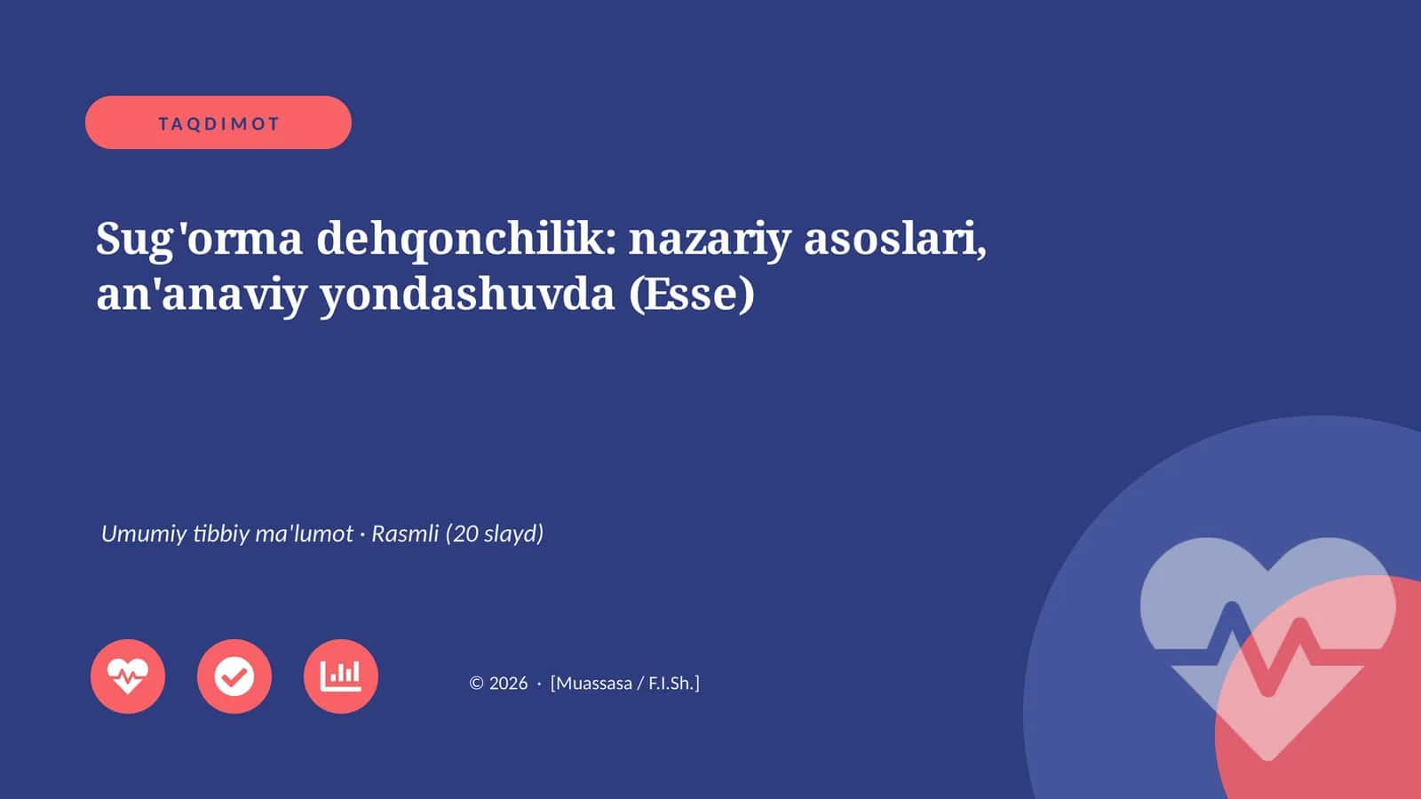 Sug'orma dehqonchilik: nazariy asoslari, an'anaviy yondashuvda (Esse)