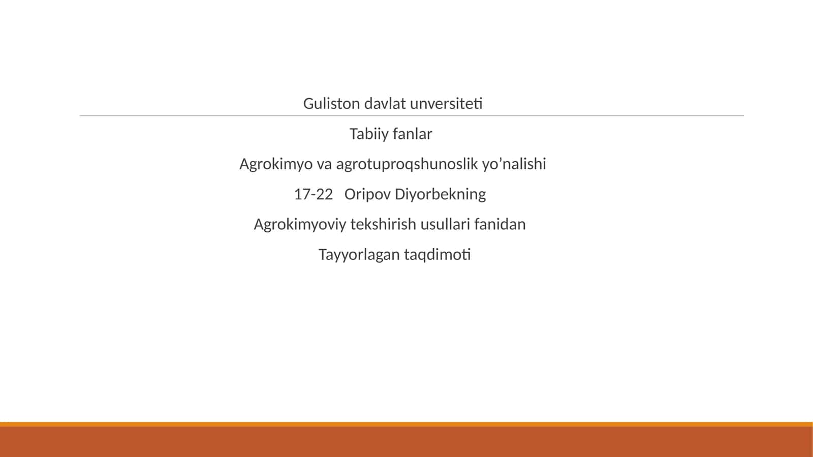 Agrokimyoviy tekshirish usullari fanidan