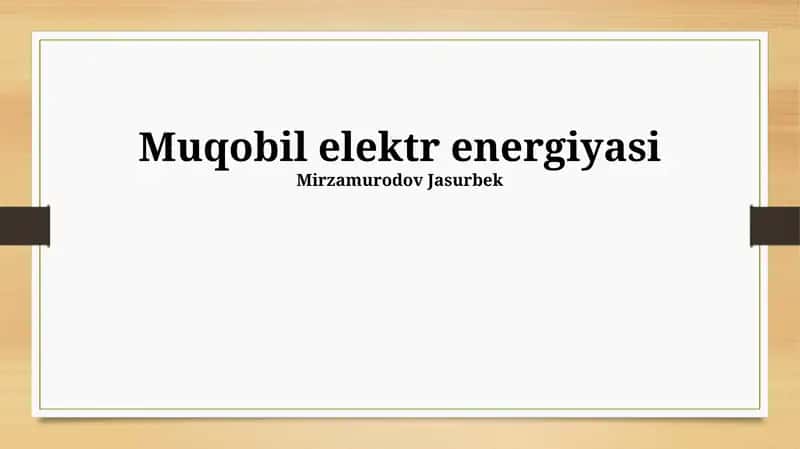 Muqobil elektr energiyasi