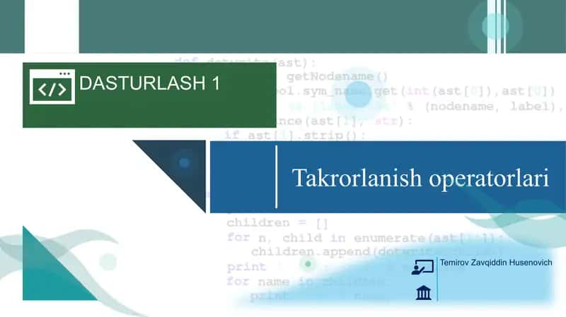DASTURLASH 1