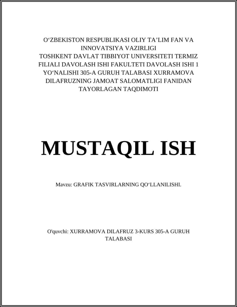 GRAFIK TASVIRLARNING QOʻLLANILISHI