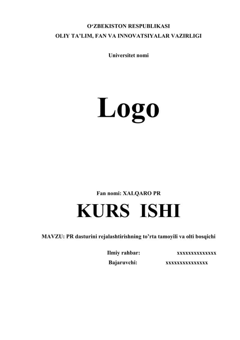XALQARO PR KURS ISHI