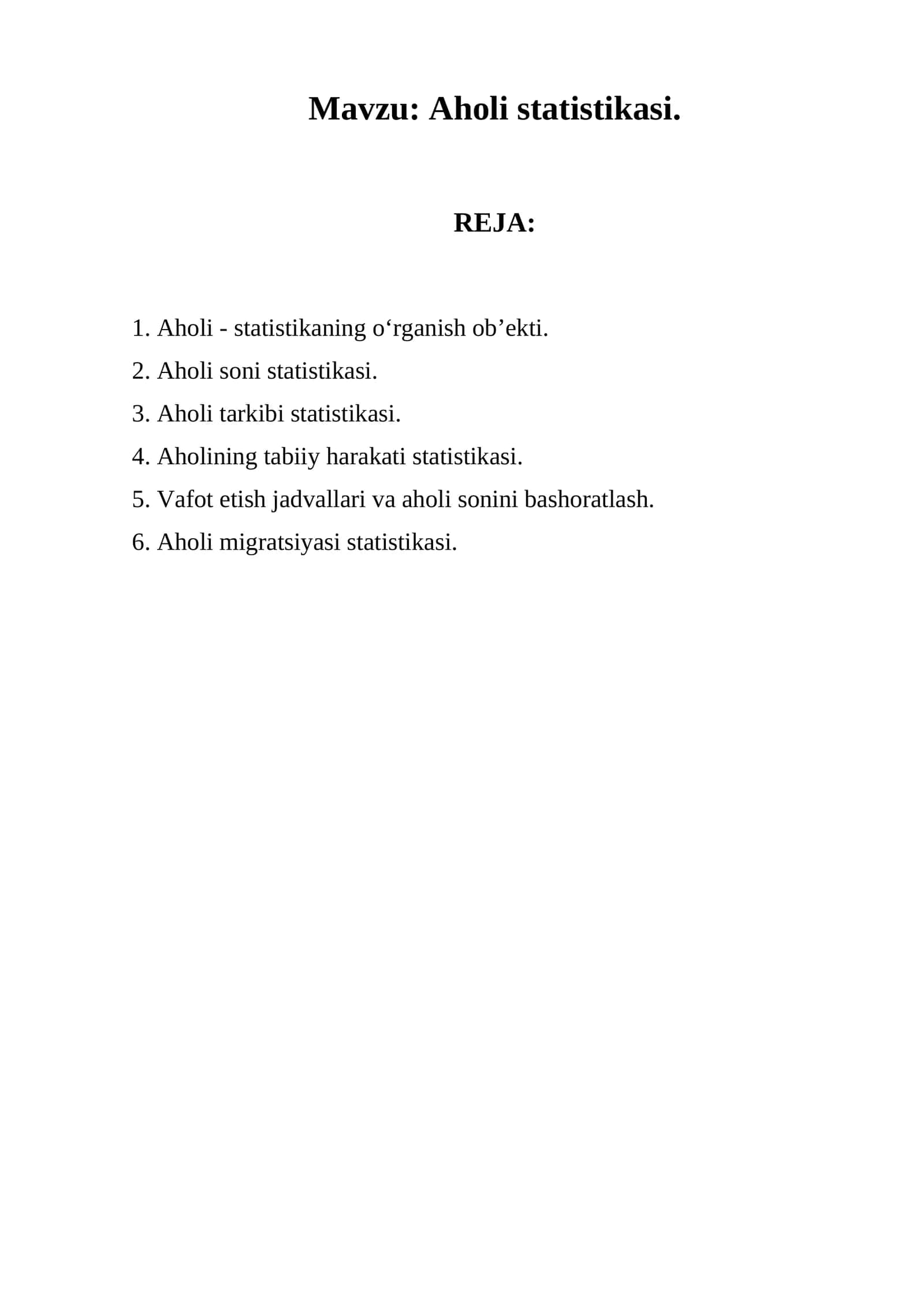 Aholi statistikasi