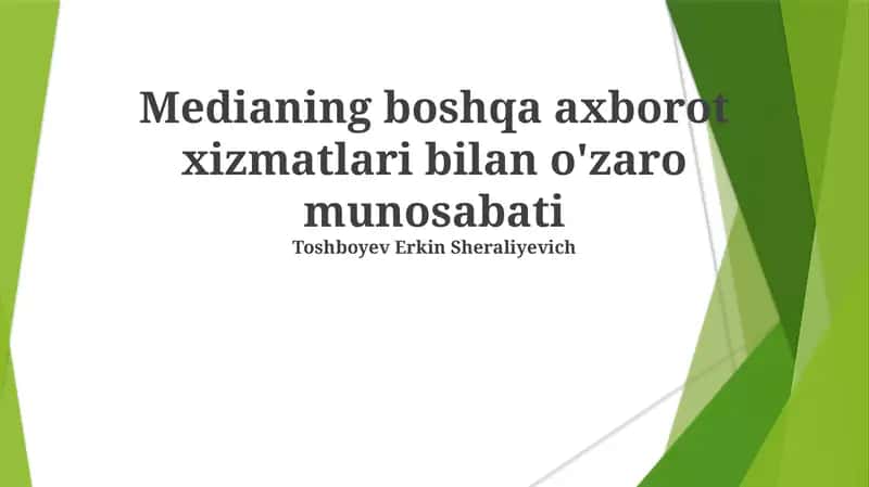 Medianing boshqa axborot xizmatlari bilan o'zaro munosabati