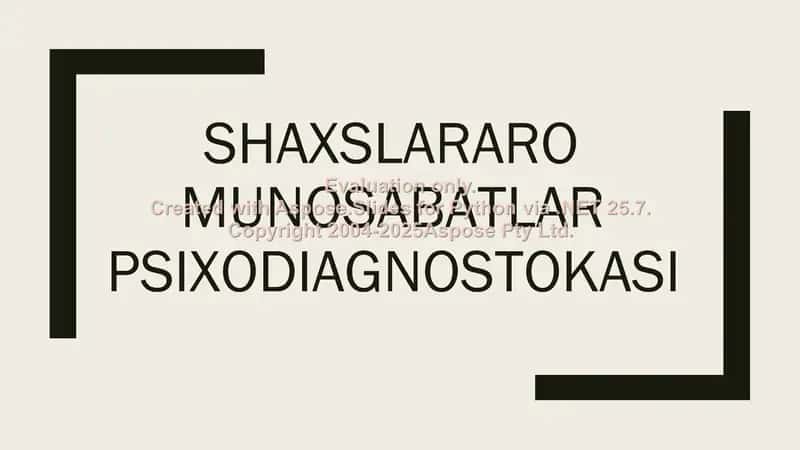 Shaxslararo munosabatlar psixodiagnostikasi