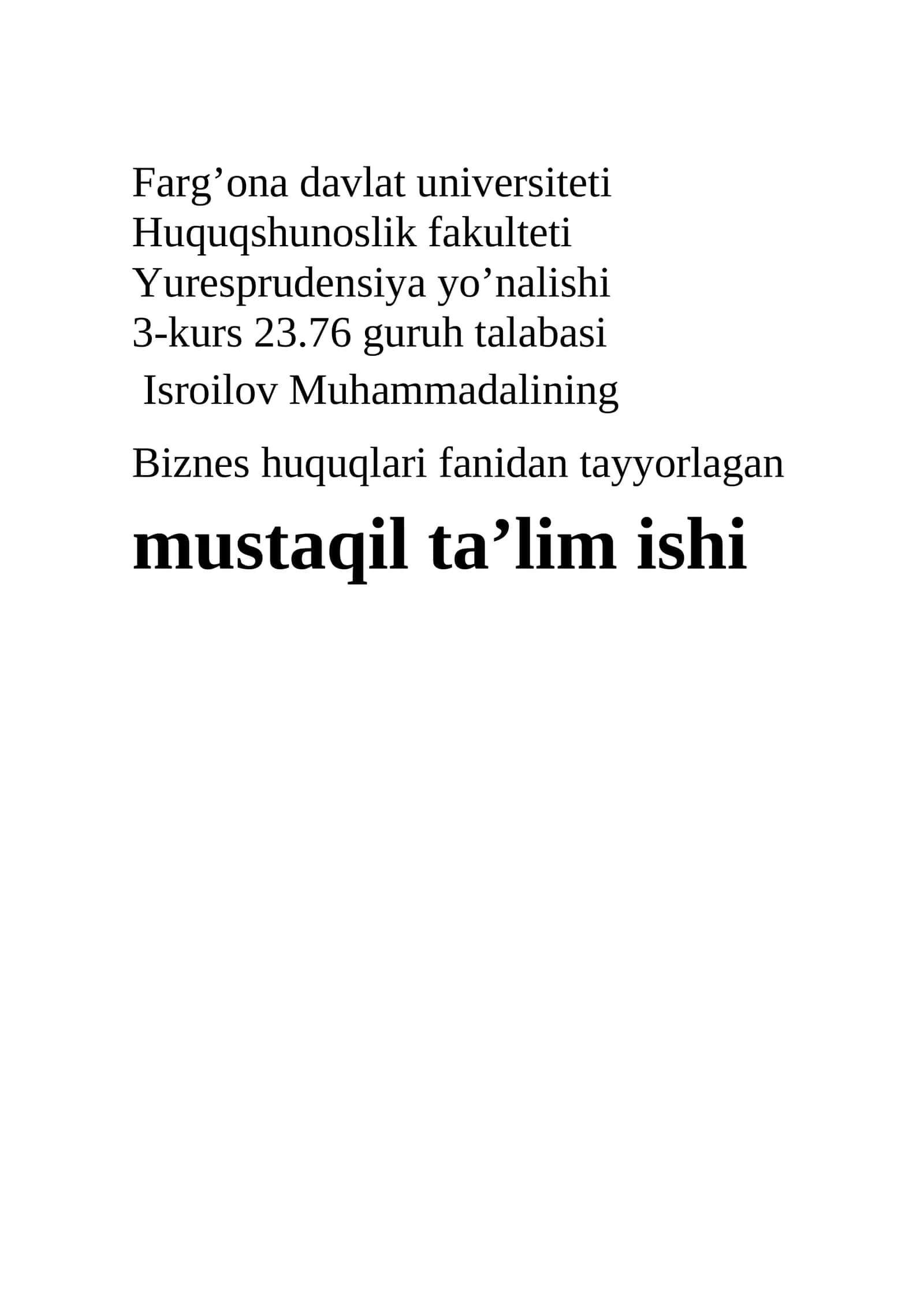 Yurisdiksiya va Biznes huquqi