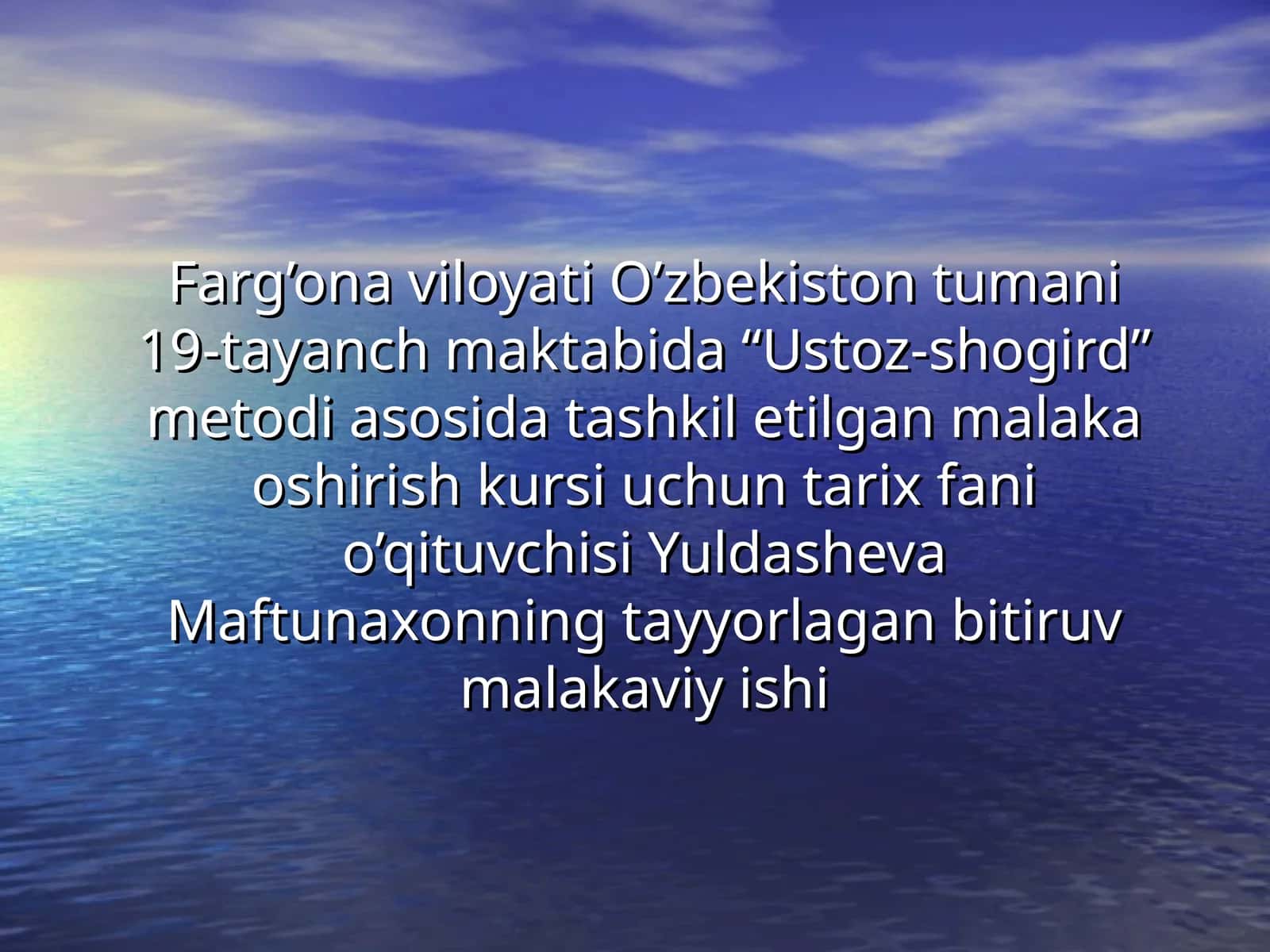 "Ustoz-shogird" metodi asosida tashkil etilgan malaka oshirish kursi