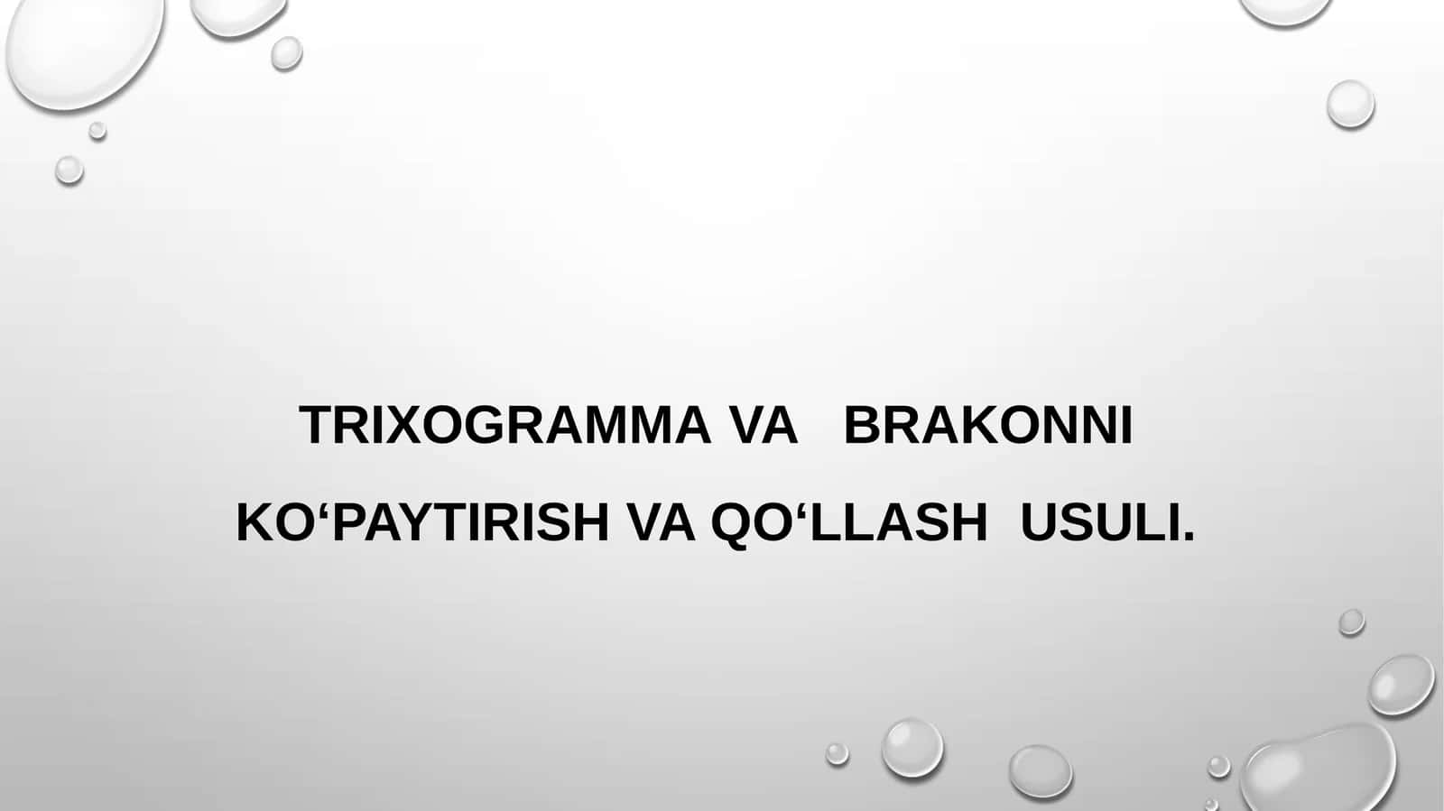 Trixogramma va brakonni ko‘paytirish va qo‘llash usuli
