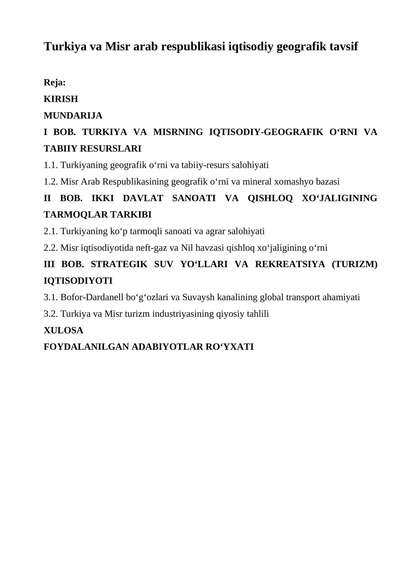 Iqtisodiy geografik tavsif