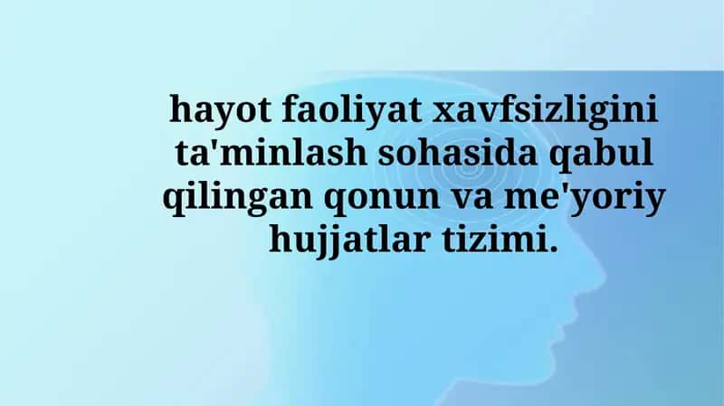 Hayot xavfsizligini ta'minlash sohasidagi qonunlar