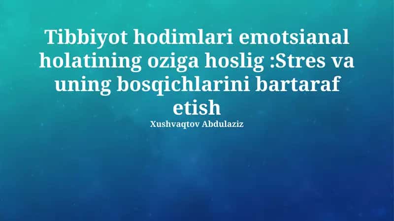 Stressning Fiziologik Ta'siri