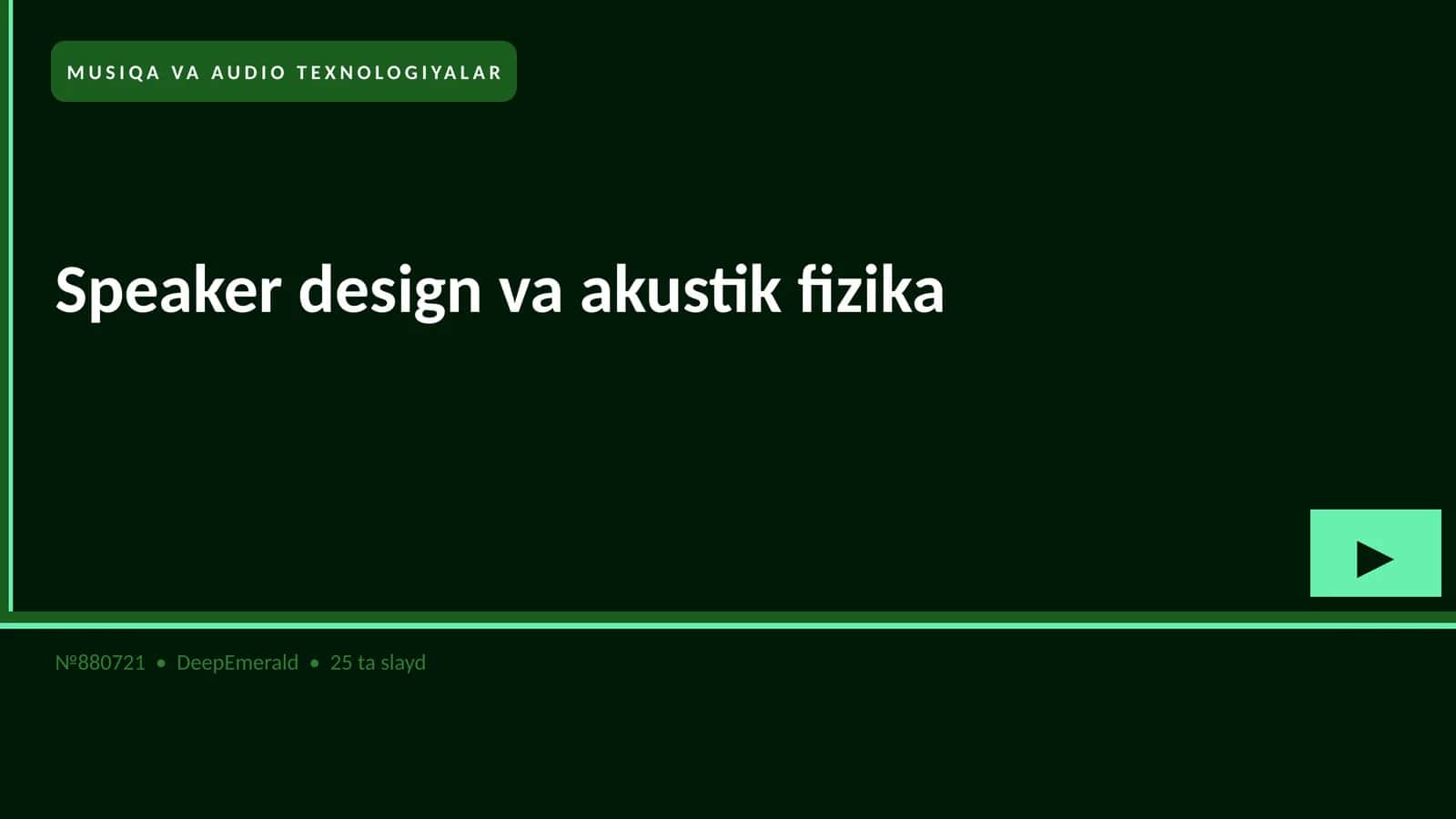 Mavzu: MUSIQA VA AUDIO TEXNOLOGIYALAR