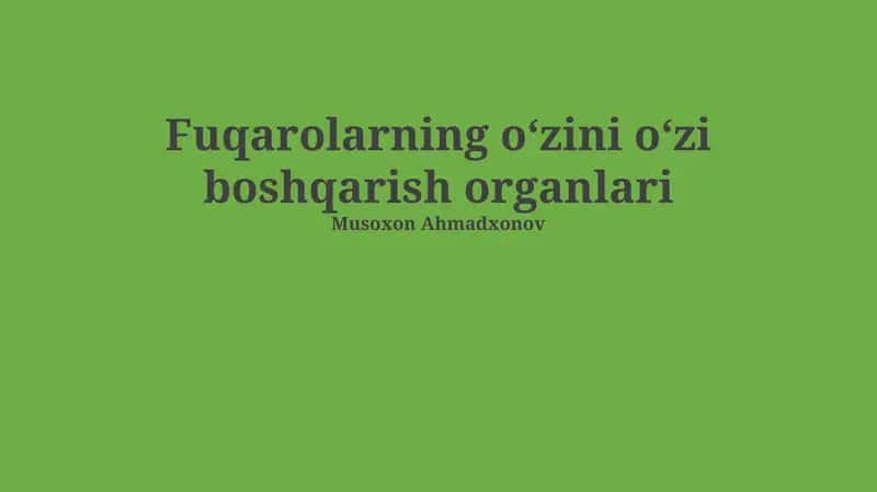 Fuqarolarning oʻzini oʻzi boshqarish organlari