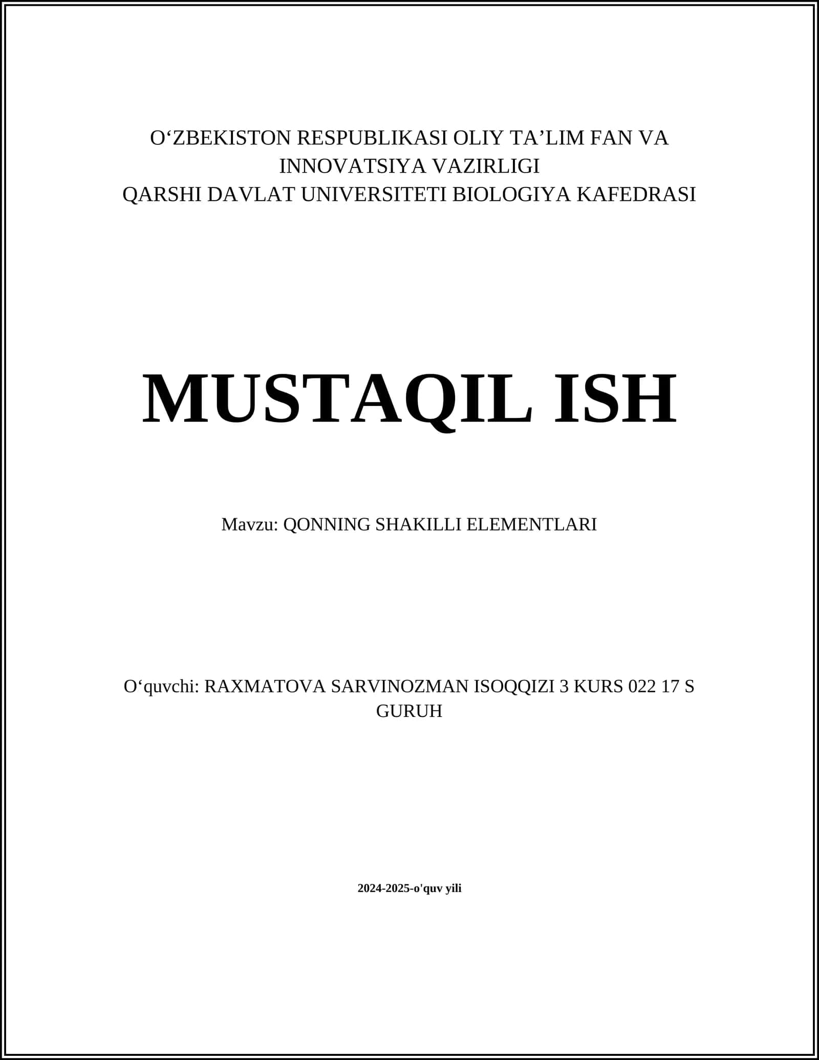 Qonning shakill elementlari