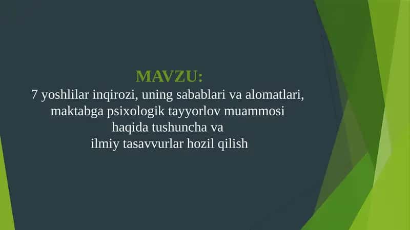 Bolalarda 7 yil inqirozi